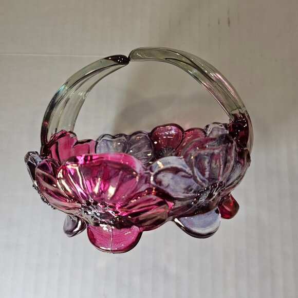 Vintage Westmoreland Glass Pink Lavender Dogwood/Pansy Split Handle - Picture 6 of 8